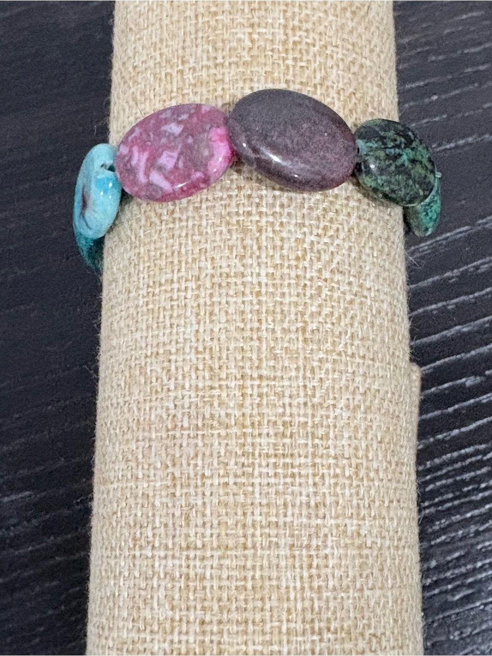 Handcrafted multicolor oval gemstone beaded bracelet